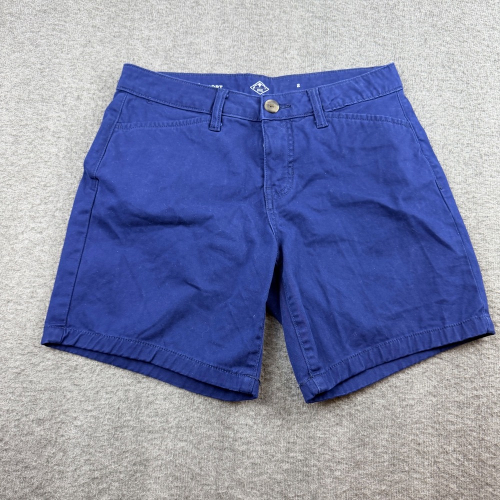 St. John's Bay Chino Shorts Womens 2 Blue 7" Inseam Cotton Stretch Casual